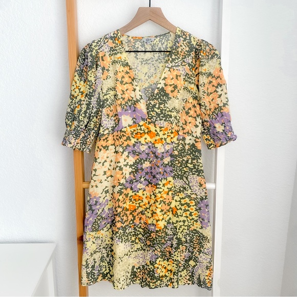 Rails Roma Gardenia Mini Dress Multi Floral Puff Sleeves V-neckline Multi XS - Picture 4 of 15